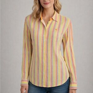 Ralph Lauren Multicolor Striped Linen Button Down Shirt